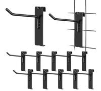 BATHVEVE Ganci per Pannelli a Griglia Pedale Spesso e Chiusura Piegata in Ferro Nero 12 Pezzi Design Robusto e Sicuro, per Espositori e Organizzatori Retail