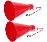 BATHVEVE Megafono Giocattolo in Plastica Rosso 2 Pezzi, Corni da Festa Rumorosi per Tifo Sportivo, Accessori per Cheerleader Leggeri e Portatili per Eventi e Feste