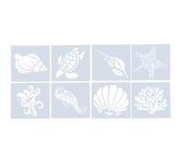 BATHVEVE Set Riutilizzabile Disegno Modello Animali Marini Stencil per 8 Pezzi in Pet Leggero Bianco per Progetti Scolastici e attività Creative