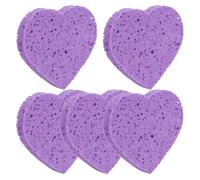 BATHVEVE Spugnette per Trucco a Forma di Cuore 5 Pezzi in Spugna per Pulizia Viso ed Esfoliazione Design Vibrante Viola