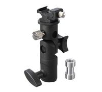 BATHVEVE Staffa per Flash Regolabile Adattatore 1/4 e 3/8, Supporto Portalampada in Metallo Nero per Accessori Fotografia, Morsetto per Ombrello, per Supporto Luce e Fotocamera in Studio