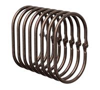 Bathway Anelli per tenda da doccia, ganci per tenda da doccia, 12 pezzi, anelli da doccia ovali per tenda, ganci per tenda da doccia in metallo bronzo, antiruggine, ganci da doccia lisci per tenda da