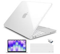 Batianda Custodia trasparente 4 in 1 per MacBook Neo 13" modello A3404, modello A3404, ultra sottile, ad alta trasparenza, con skin per tastiera, pellicola proteggi schermo, adattatore USB-C
