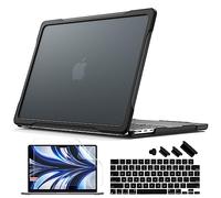 Batianda Custodia Ultimate 4 in 1 per MacBook Air 13,6" 2026 M5 2025 M4 2024 2022 modello A3240/A3113 - Guscio rinforzato traslucido opaco con impugnatura in fibra di carbonio antiurto - Nero