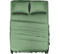 Batik - Completo Lenzuola Matrimoniale in Microfibra Spazzolata | 4 Pezzi: Lenzuolo con Angoli 170x200+25, Lenzuolo Piano, 2 Federe 50x80 | Morbido, Traspirante, Anti Piega - Salvia