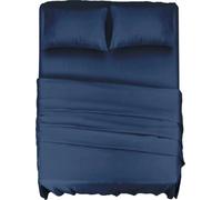 Batik Completo Lenzuola Matrimoniale in Microfibra Spazzolata | 4 Pezzi: Lenzuolo con Angoli 170x200+25, Lenzuolo Piano, 2 Federe 50x80 | Morbido, Traspirante, Anti Piega - Blu