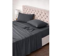 Batik Completo LenzuolaMatrimoniale in Microfibra Spazzolata | 4 Pezzi: Lenzuolo con Angoli 170x200+25, Lenzuolo Piano, 2 Federe 50x80 | Morbido, Traspirante, Anti Piega - Antracite
