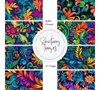 Batik Flowers Scrapbooking Paper: Decorative Craft Paper Pad Supplies, Junk Journaling, Scrapbooking, & Crafting Projects - Double Sided 8.5 x 8.5"