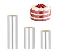 BATINO Acetato per Torte, 3 Rotoli Fogli Acetato per Dolci 8cm/10cm/15cm x 10m, Acetato per Pasticceria Trasparente Decora per Pasticceria, per Mousse, Cioccolato, Dessert, Decorazioni per Torte