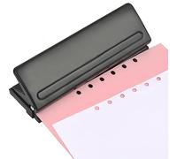 BATINO Perforatore 6 Fori Regolabile Bucafogli 6 Fori Perforatrice Fogli da Scrivania Nera Punzonatrice Diary Punch Bucatrice Foro Metallo per 7 Fogli di Carta A4 A5 A6 B7 per Rilegatura in Ufficio