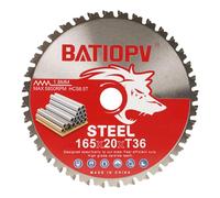 BATIOPV Lama per Sega Circolare 165x20 mm - 36 Denti TCT per Taglio Preciso di Acciaio, ferro, Alluminio, Tubi Metallici - Compatibile con Dewalt Makita