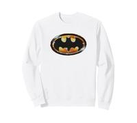 Batman (1989) Batman Shiny Logo Felpa, Unisex per Adulti, Bianco, S
