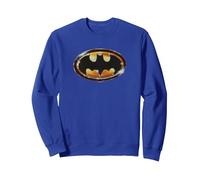 Batman (1989) Batman Shiny Logo Felpa, Unisex per Adulti, Blu Reale, S