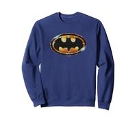 Batman (1989) Batman Shiny Logo Felpa, Unisex per Adulti, Navy, S