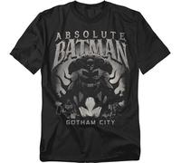 BATMAN Absolute Gotham City Metal Uomo T-Shirt Nero 100% Cotone Regular