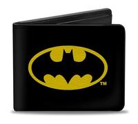 Buckle-Down Batman Bi Pieghevole Bi Bi Pieghevole da uomo Nero/Giallo Multicolore 4,0 x 3,5 US, Multicolore, 10 cm x 9 cm, bi pieghevole