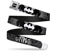 Batman Black/Silver Seatbelt Belt - Batman W/Bat Signals & Flying B... ACC NUOVO