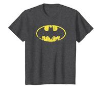 Batman Classic Logo Distressed Maglietta, Bambini, Grigio Scuro, 3 Anni