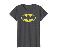 Batman Classic Logo Distressed Maglietta, Donna, Grigio Scuro, XS