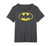 Batman Classic Logo Distressed Maglietta, Donna Plus-Size, Grigio Scuro, 5X