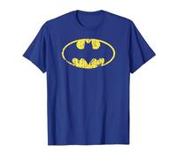 Batman Classic Logo Distressed Maglietta, Uomo, Blu Reale, S