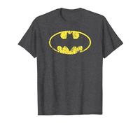 Batman Classic Logo Distressed Maglietta, Uomo, Grigio Scuro, 4XL