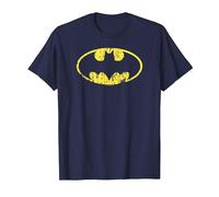 Batman Classic Logo Distressed Maglietta, Uomo, Navy, 5XL