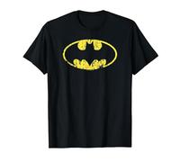 Batman Classic Logo Distressed Maglietta, Uomo, Nero, L