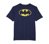 Batman Classic Logo Distressed Maglietta, Uomo Taglie Grandi, Navy, 5X Tall