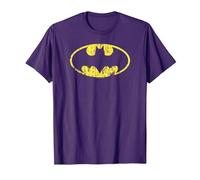 Batman Classic Logo Distressed Maglietta, Uomo, Viola, L