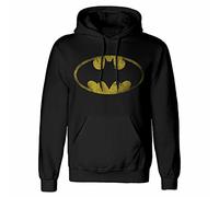 BATMAN DC Distressed Jumbo Logo (Pullover) Pullover con Cappuccio (Nero)