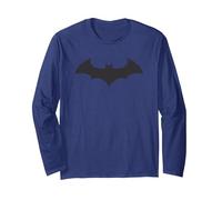 Batman Hush Logo Grey Maglia a Manica, Unisex per Adulti, Navy, L