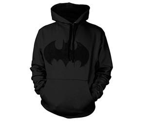 BATMAN Licenza Ufficiale Inked Logo Felpa con Cappuccio (Nero), Large
