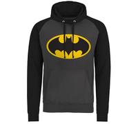 BATMAN Licenza Ufficiale Signal Logo Baseball Felpa con Cappuccio (Grigio Scuro - Nero), Medium