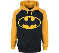 Batman Logo Uomo Felpa con Cappuccio Nero/Giallo M 80% Cotone, 20% Poliestere Regular