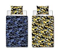 Batman Set Copripiumino Singolo Logo Mimetico 2-in-1 Disegni Letto Blu/Giallo