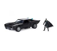 DC Comics, BATMAN IL FILM, Batmobile in scala 10 cm da BATMAN IL FILM con personaggio di Batman da 10 cm, luci e suoni, oggetto da collezione del film The Batman