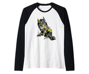 Batman Panel Portrait And Batmobile Maglia con Maniche Raglan