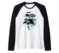Batman Running Black And Blue Kanji Maglia con Maniche Raglan