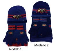 BATMAN set 3 pezzi cappello+sciarpa+guanti in lana caldi 2 modelli da bambino
