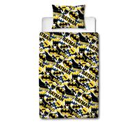 Batman Set Copripiumino Singolo Logo Mimetico 2-in-1 Disegni Letto Blu/Giallo