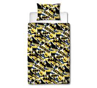 Batman Set Copripiumino Singolo Logo Mimetico 2-in-1 Disegni Letto Blu/Giallo