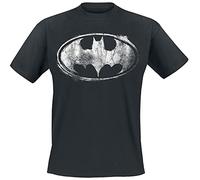 BATMAN Smudge Logo Uomo T-Shirt Nero S 100% Cotone Regular