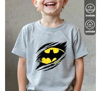 Batman, T-shirt da bambino in cotone a coste, stile college, nuova collezione primavera/estate. Top sportivi drappeggiati, morbidi e traspiranti, a maniche corte per bambini. 6Y,7Y,8Y,9Y,10Y,11-12YAni