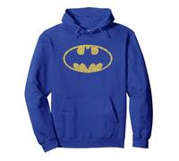 Batman Word Logo Felpa con Cappuccio, Unisex per Adulti, Blu Reale, XL