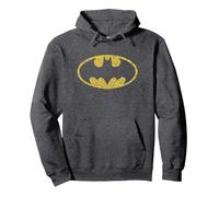Batman Word Logo Felpa con Cappuccio, Unisex per Adulti, Grigio Scuro, XXL