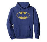 Batman Word Logo Felpa con Cappuccio, Unisex per Adulti, Navy, S