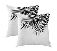 Batmerry Federa decorativa per cuscino con foglie di palma, con motivo a forma di albero nero, isolata, per divano letto, cerniera invisibile, 60 x 50 cm