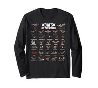 Bats of The World Zoology Biology Bat Lover Educational Maglia a Manica