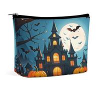 Bats Skim over The Castle Cosmetic Bag with Zipry Large Toiletry Bag for W
